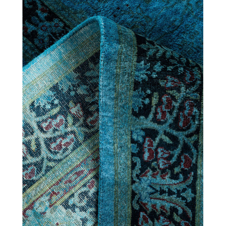Hand-Knotted Blue Wool Rectangular Area Rug 4' 1" x 6' 4"