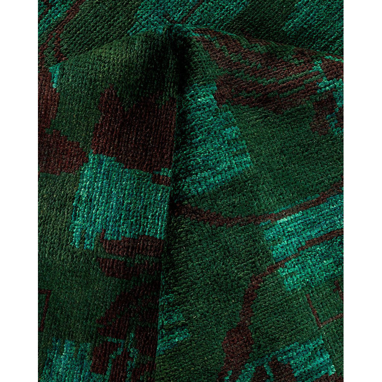 Emerald and Fuchsia Hand-Knotted Wool Floral Area Rug