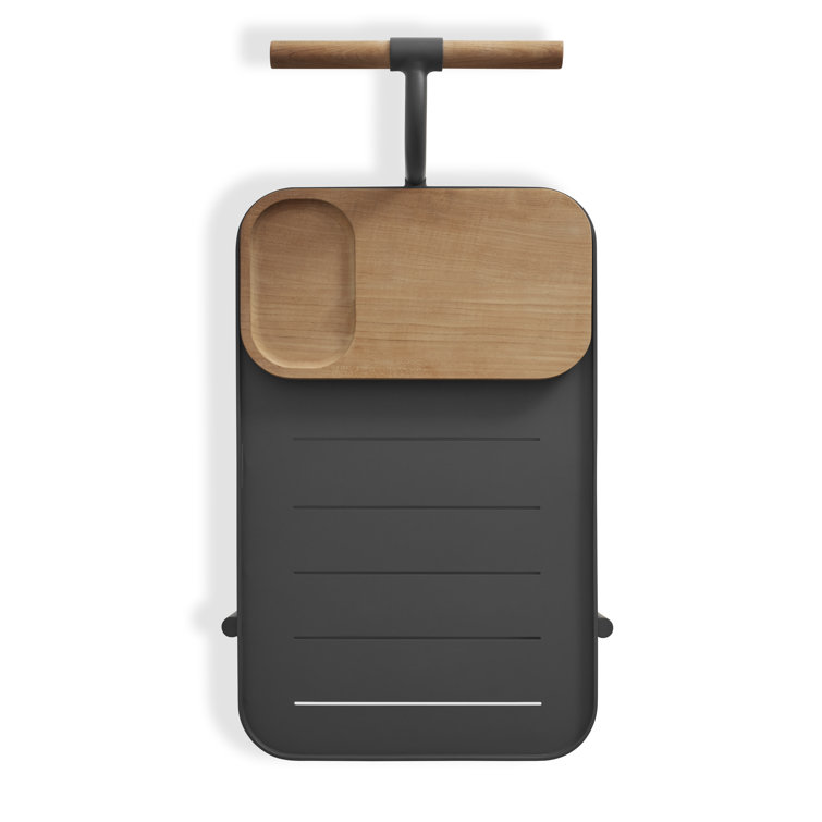 Longday Carbon Teak & Aluminum Bar Cart with Storage
