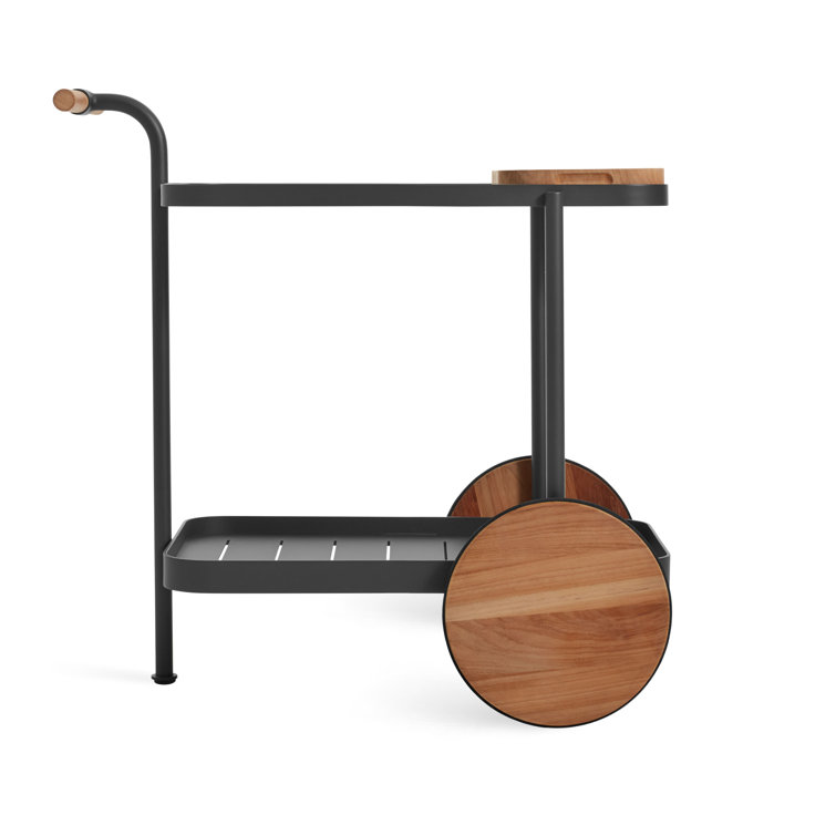 Longday Carbon Teak & Aluminum Bar Cart with Storage