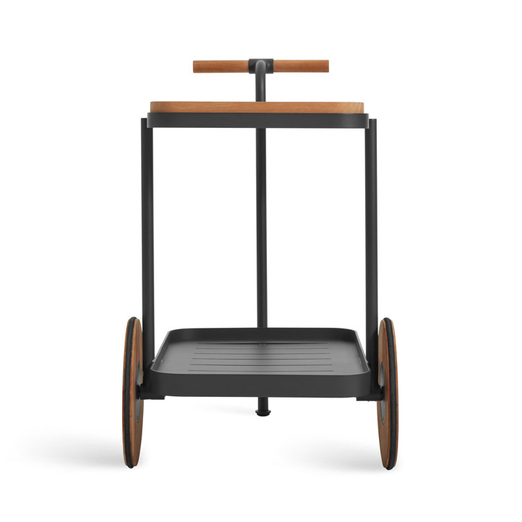 Longday Carbon Teak & Aluminum Bar Cart with Storage