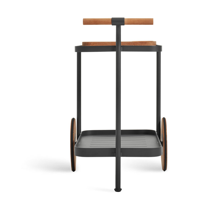 Longday Carbon Teak & Aluminum Bar Cart with Storage