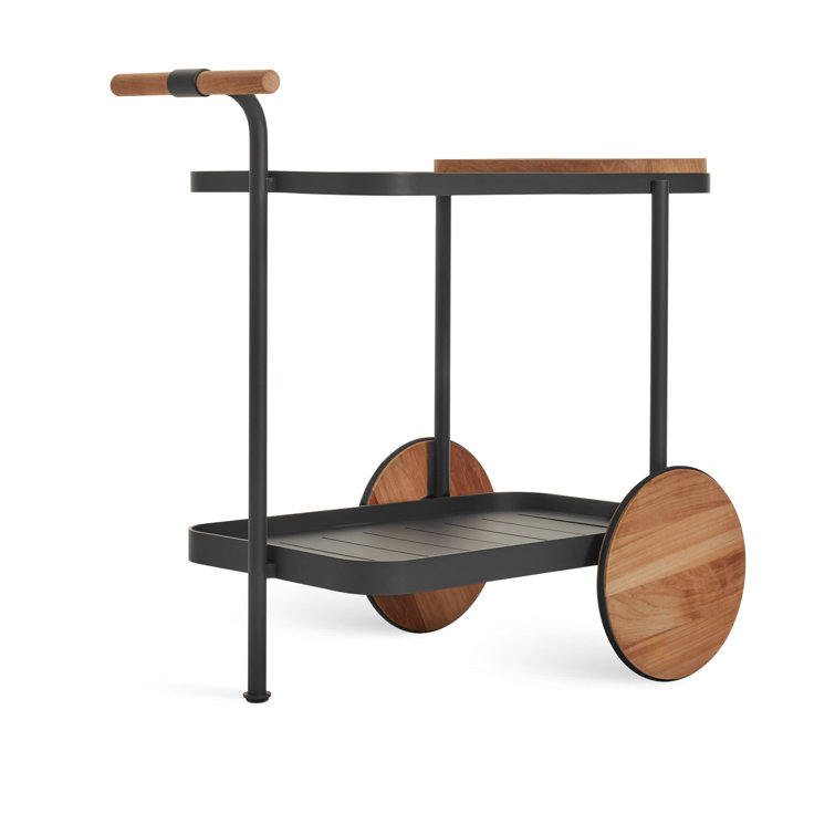 Longday Carbon Teak & Aluminum Bar Cart with Storage