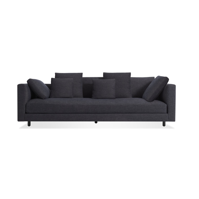 Tofte Navy Velvet and Fabric Sofa with Pillows
