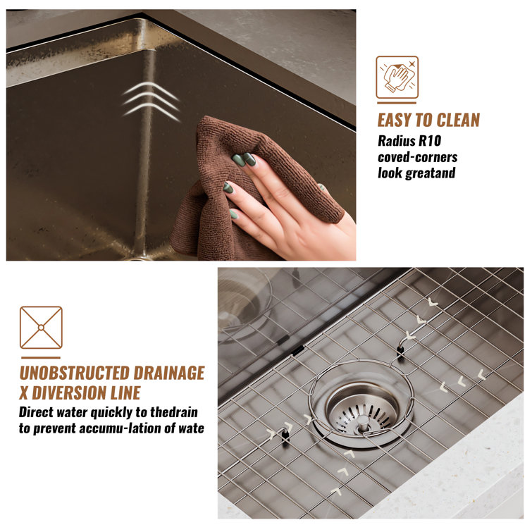 32'' Stainless Steel Single Bowl Farmhouse Kitchen Sink