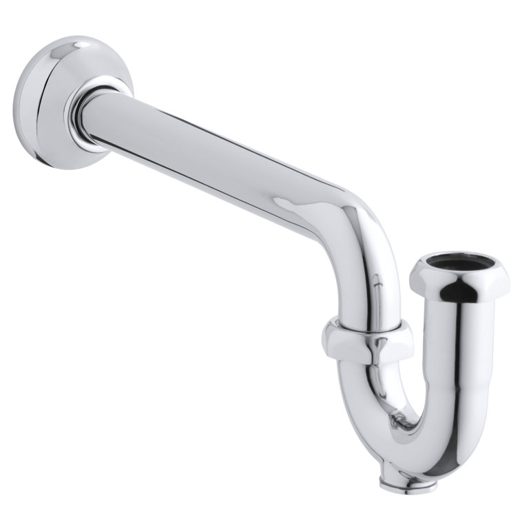 Polished Chrome Brass Adjustable P-Trap with Long Tubing Outlet
