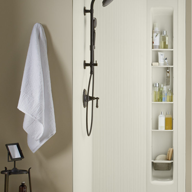 White Tall Shower Locker with Adjustable Shelves