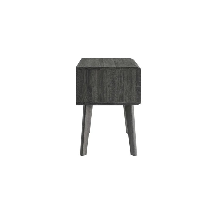 Mid-Century Modern Charcoal Wood Grain End Table with Storage