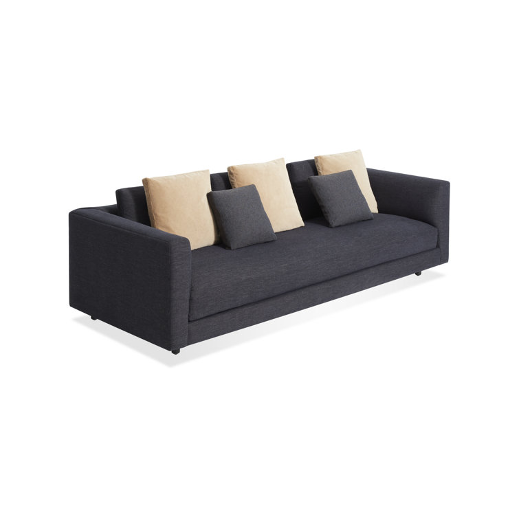 Tofte Navy Velvet and Fabric Sofa with Pillows