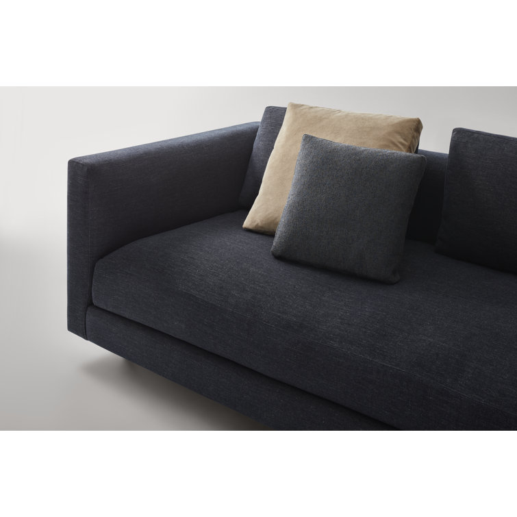 Tofte Navy Velvet and Fabric Sofa with Pillows