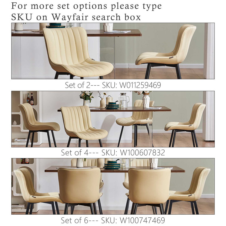 Beige Faux Leather Upholstered Dining Chairs with Metal Legs