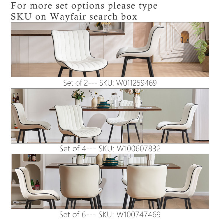 White Faux Leather Upholstered Side Chair with Metal Legs