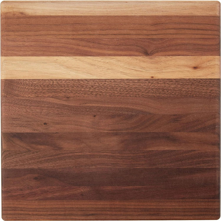 Walnut Wood Square Cutting Board with Bun Feet, 12" x 12"