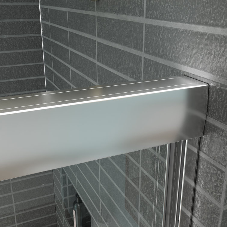 56-60" Chrome Semi-Frameless Double Sliding Shower Door with Clear Tempered Glass