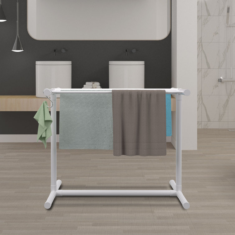 Matte White Freestanding PVC Towel Rack with 5 Holders