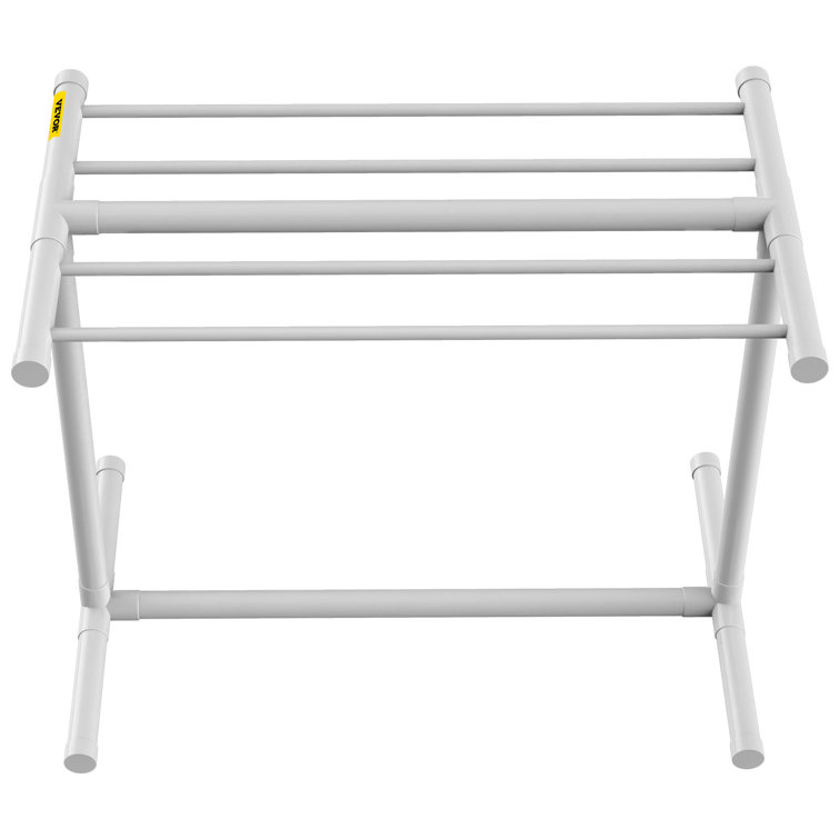 Matte White Freestanding PVC Towel Rack with 5 Holders