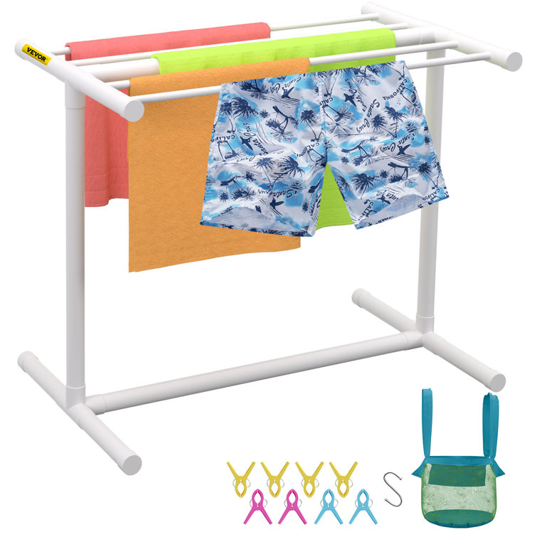 Matte White Freestanding PVC Towel Rack with 5 Holders