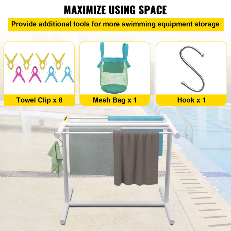 Matte White Freestanding PVC Towel Rack with 5 Holders