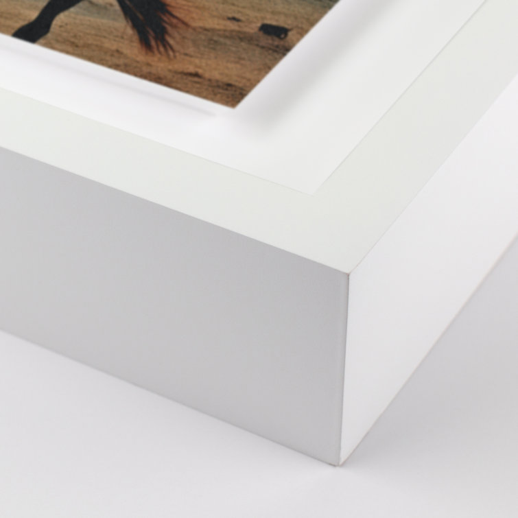 Sunset Horse Canvas Art with White Maple Frame