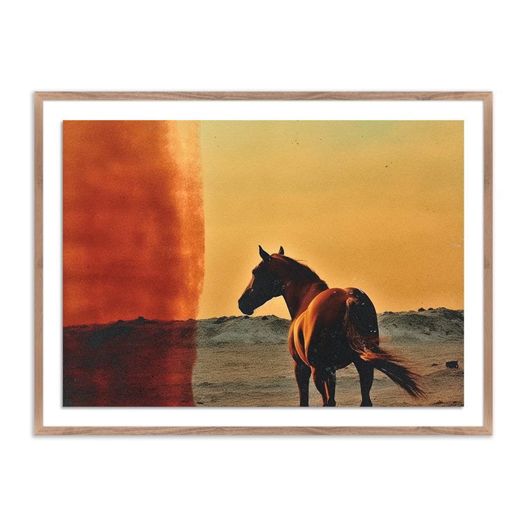 Rustic Walnut Framed Horse Canvas Wall Art