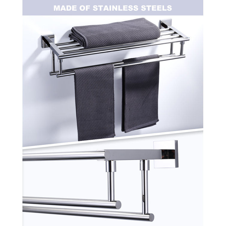 Polished Chrome 24-Inch Double Wall Mounted Towel Rack
