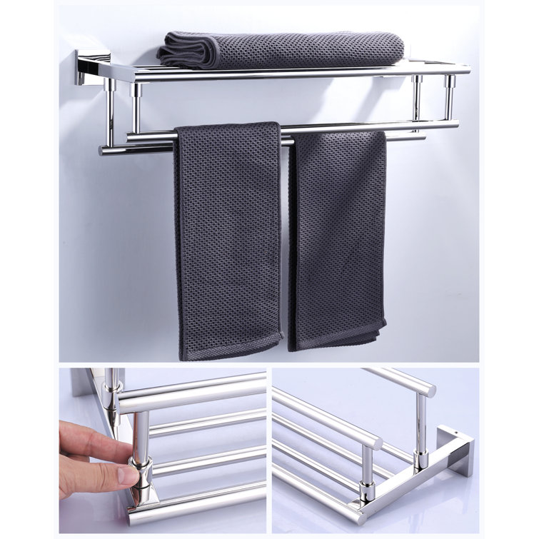 Polished Chrome 24-Inch Double Wall Mounted Towel Rack