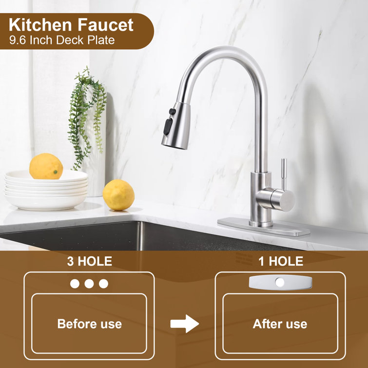 Brushed Nickel Stainless Steel Kitchen Sink Faucet Hole Cover