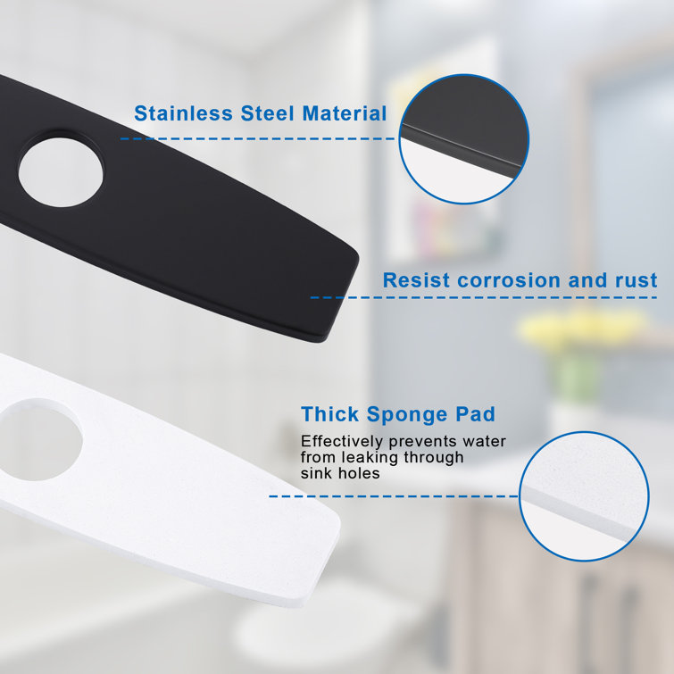 9.6 Inch Matte Black Stainless Steel Kitchen Sink Faucet Hole Cover Plate