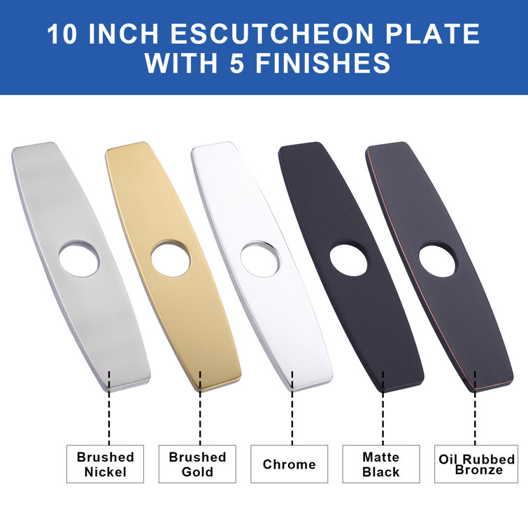 9.6 Inch Matte Black Stainless Steel Kitchen Sink Faucet Hole Cover Plate
