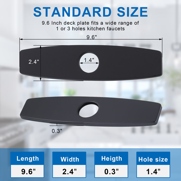 9.6 Inch Matte Black Stainless Steel Kitchen Sink Faucet Hole Cover Plate