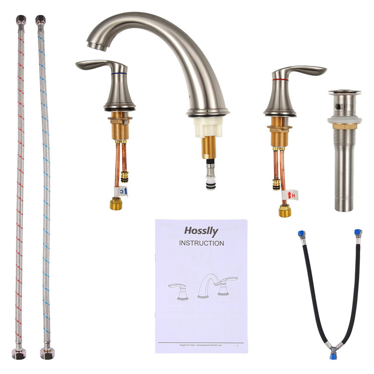 Brushed Nickel 2-Piece Stainless Steel Widespread Bathroom Faucet Set