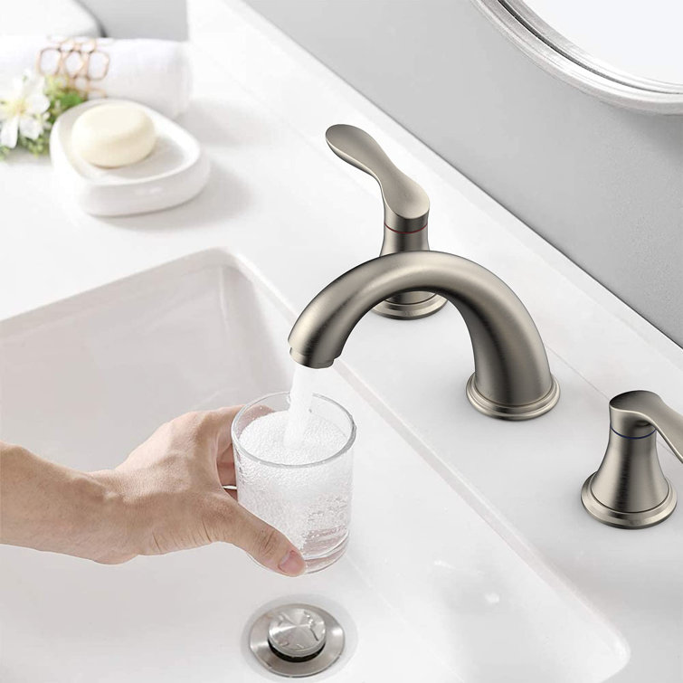 Brushed Nickel 2-Piece Stainless Steel Widespread Bathroom Faucet Set