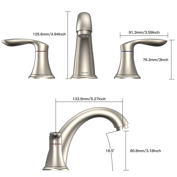 Brushed Nickel 2-Piece Stainless Steel Widespread Bathroom Faucet Set