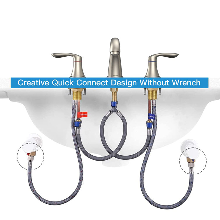 Brushed Nickel 2-Piece Stainless Steel Widespread Bathroom Faucet Set