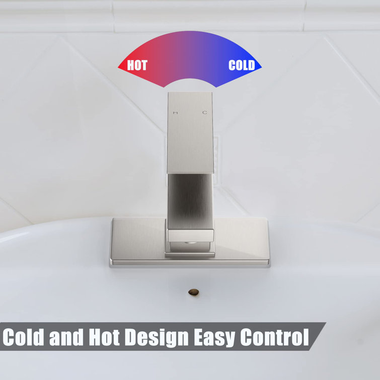 Brushed Nickel Single Handle Bathroom Faucet with Deck Plate