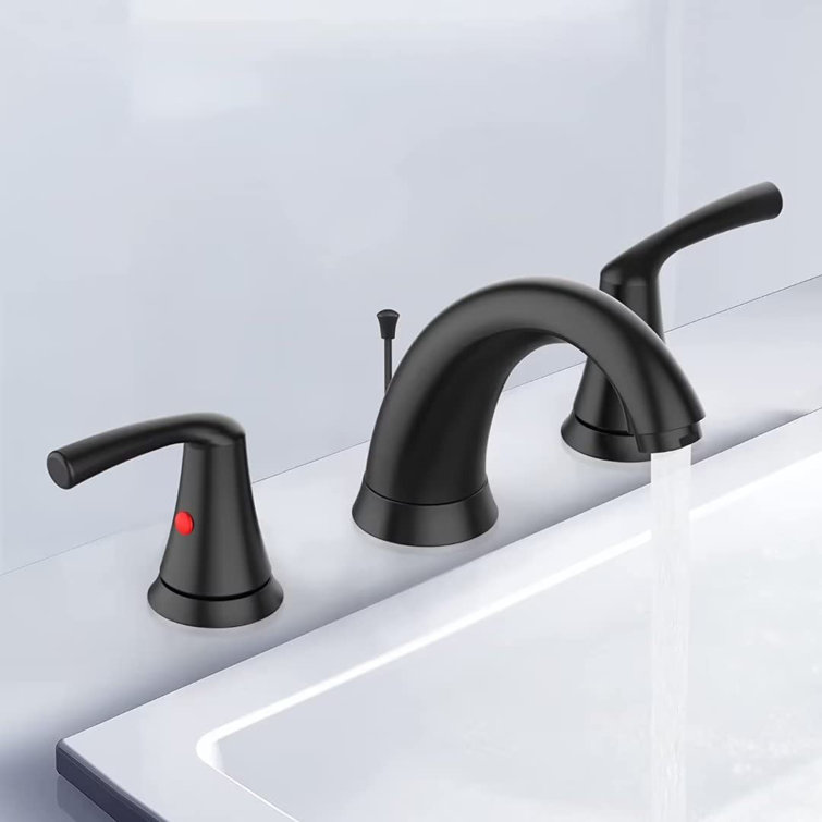 Matte Black Widespread Bathroom Faucet with Lever Handles