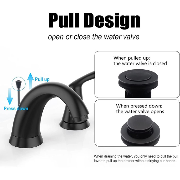 Matte Black Widespread Bathroom Faucet with Lever Handles