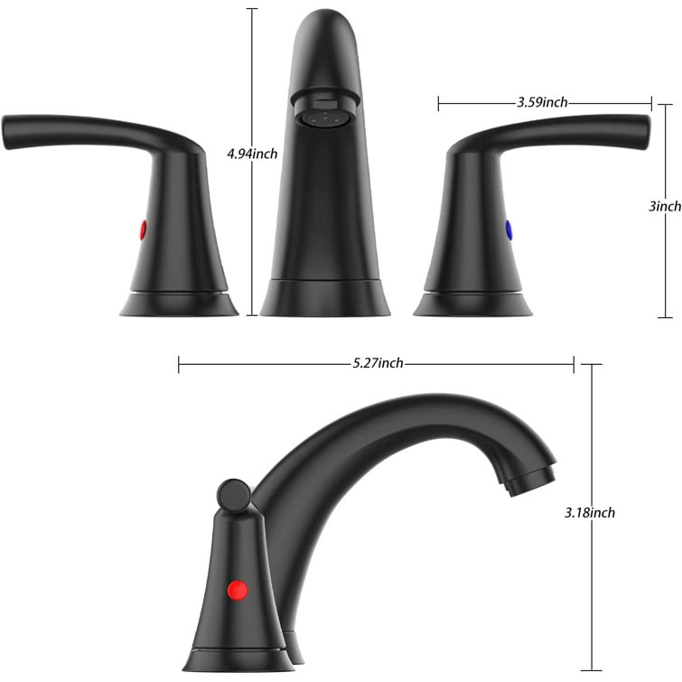Matte Black Widespread Bathroom Faucet with Lever Handles