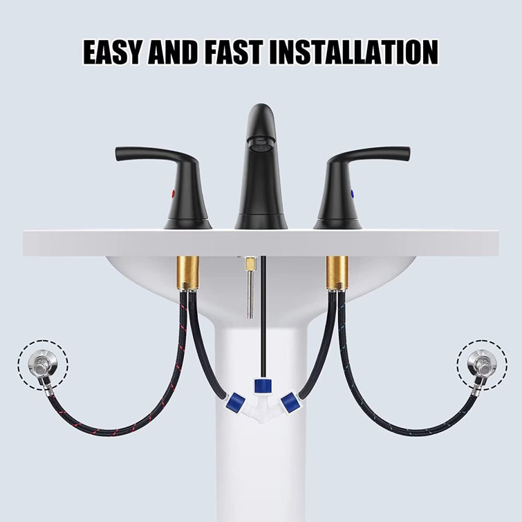 Matte Black Widespread Bathroom Faucet with Lever Handles