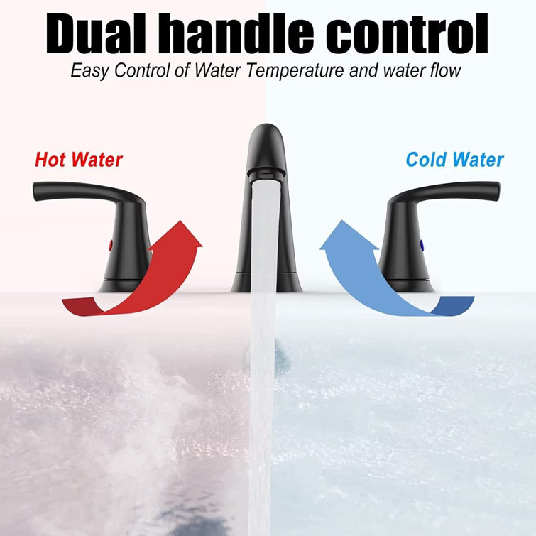 Matte Black Widespread Bathroom Faucet with Lever Handles