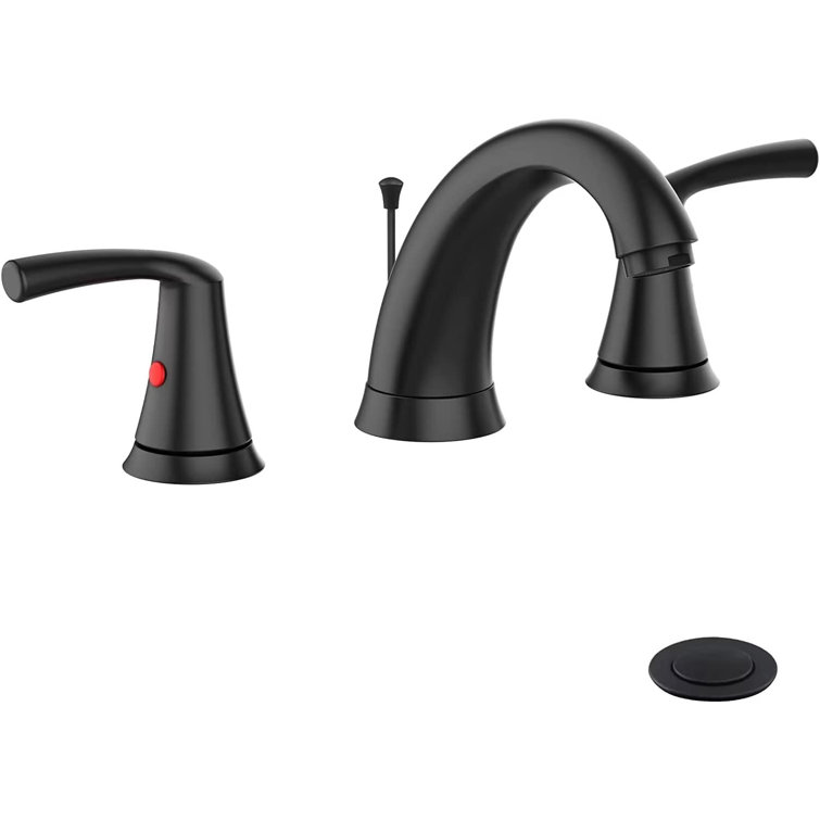 Matte Black Widespread Bathroom Faucet with Lever Handles