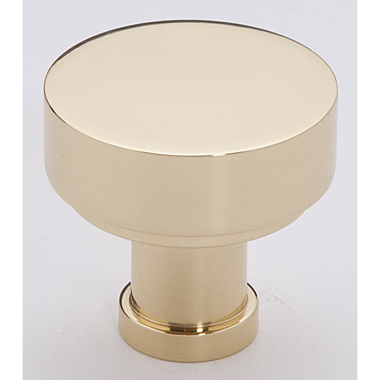 Glossy Round Brass Cabinet Knob with Mounting Hardware