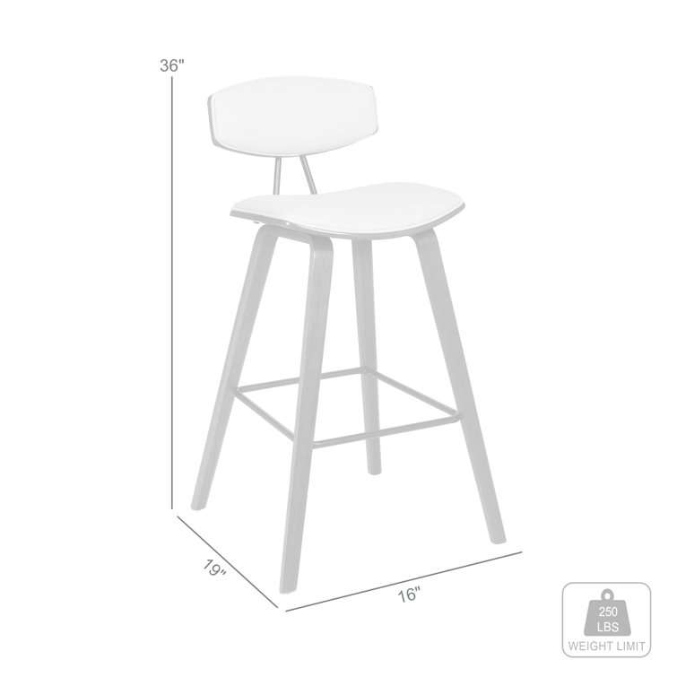 Contemporary Cream Faux Leather & Walnut Wood Counter Stool