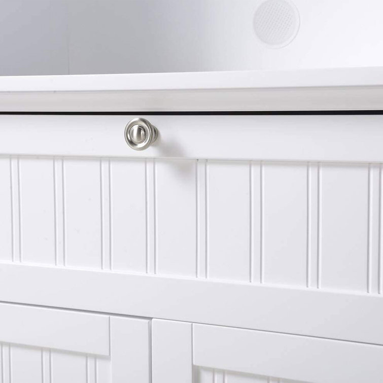 White Wood and Glass China Cabinet with Adjustable Shelves