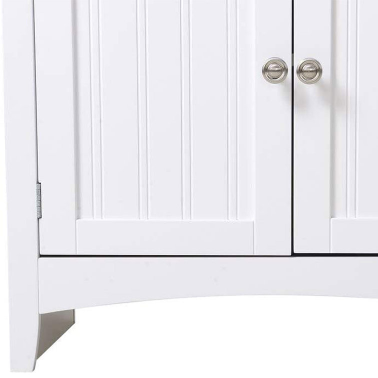 White Wood and Glass China Cabinet with Adjustable Shelves