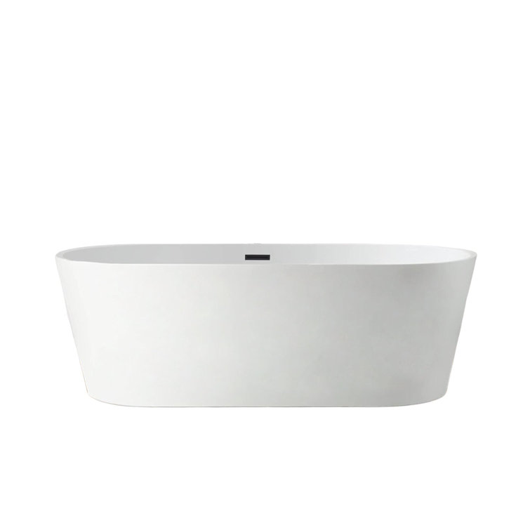 67" White Freestanding Acrylic Soaking Bathtub