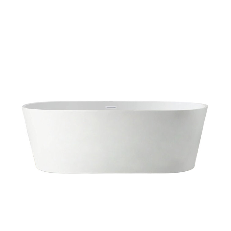 67" Pure White Freestanding Acrylic Soaking Bathtub