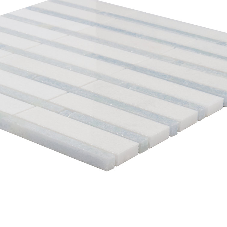 White and Gray Polished Mosaic Linear Wall Tile