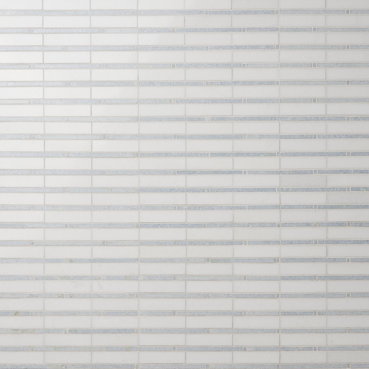 White and Gray Polished Mosaic Linear Wall Tile