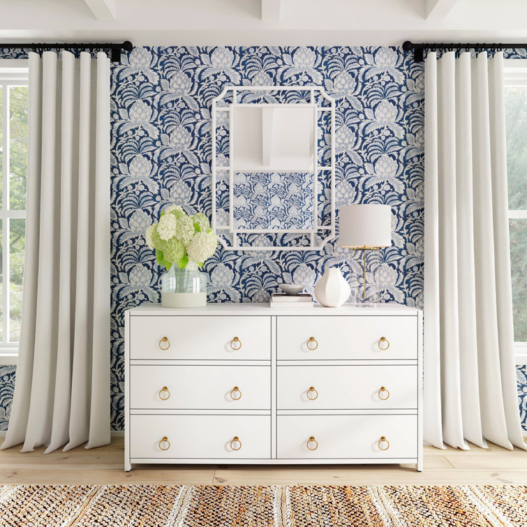 Elin Glam White Double Dresser with Dovetail Drawers